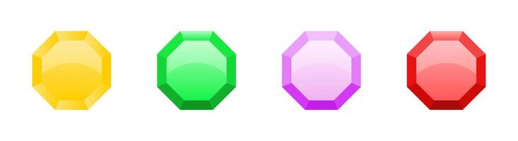 Colorful Gemstones in Octagonal Shapes Set vector