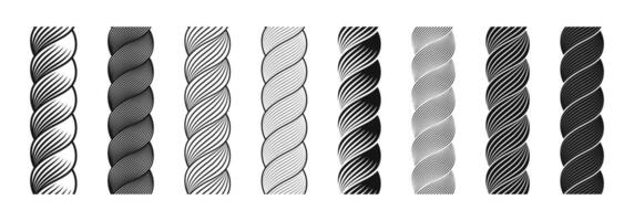 Twisted Line Patterns in Black and White Set vector