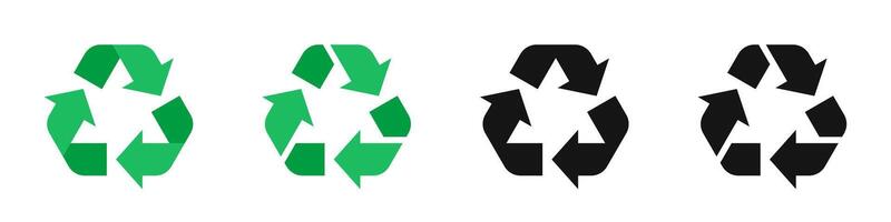 Recycling Symbol Set in Green and Black Variations vector
