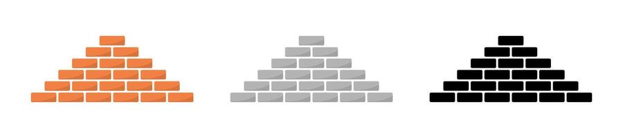 Pyramid Stack of Bricks in Three Styles Set vector