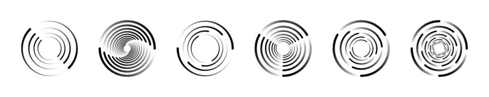 Abstract Circular Line Patterns with Gradients Set vector
