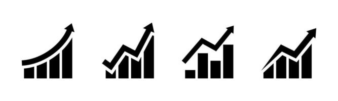 Growth Chart and Financial Progress Icons Set vector