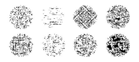 Abstract Distressed Circular Textures Set vector