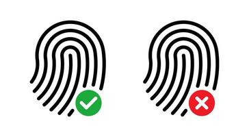 Fingerprint Authentication Approved and Denied Icons vector