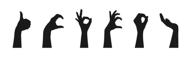Silhouette Hand Gestures and Signals Set vector