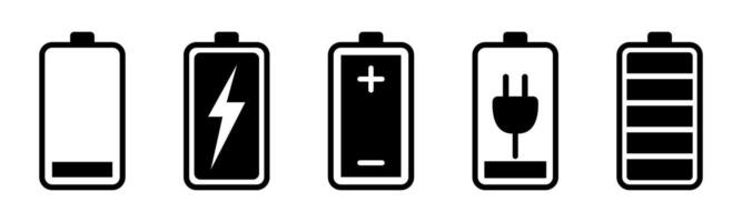 Battery Status and Charging Icons Set vector