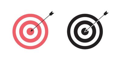 Target with Arrow Hitting Bullseye Icon Set vector