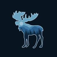 Alaska Moose With Forest Silhouette Perfect for Print, Apparel, etc vector