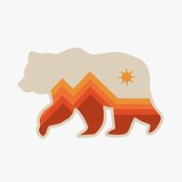 Alaska Bear with Retro Line for Nature Style Design vector