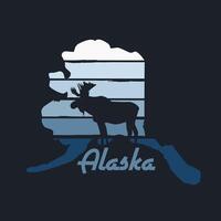 Alaska Moose with Grunge and Gradient Style Perfect for Print, Apparel, etc vector