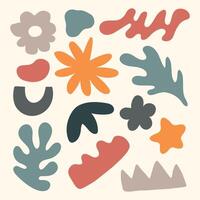 A collection of random basic shapes including circles, squares, triangles, and lines in various sizes and orientations. for graphic design, abstract compositions, backgrounds, creative project vector