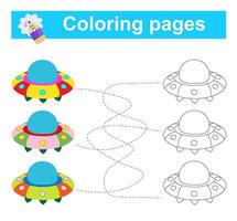 Educational game for children. Go through the maze and color the flying saucer according to the pattern. vector