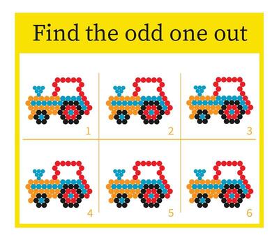 juego para niños. tarea para desarrollo de atención y lógica. dibujos animados tractor. vector