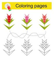 Go through the maze and color a cartoon flower according to the pattern vector