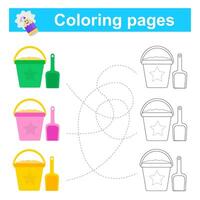 Educational game for children. Go through the maze and color the bucket according to the pattern. vector