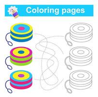 Educational game for children. Go through the maze and color the yo yo according to the pattern. vector