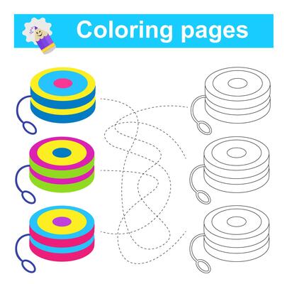 Educational game for children. Go through the maze and color the yo yo according to the pattern.