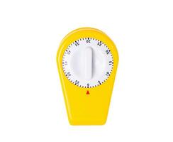 Yellow kitchen timer in the form of a clothespin, for precise keeping of cooking time, isolated on a white background, a simple but effective tool for time management in the kitchen, photo