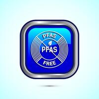 PFAS free icon design illustration, PFAS free label, badge. Proper nutrition. Blue color square button design vector