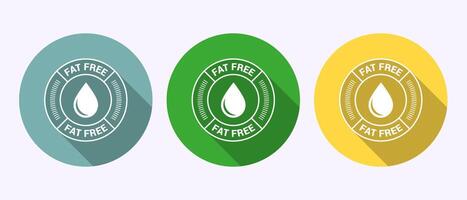 Fat free icon illustration. Zero fat circle badge label in shadow button design vector