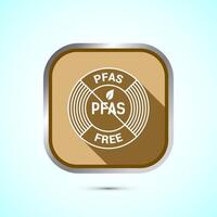 PFAS free icon design illustration, PFAS free label, badge. Proper nutrition. Gold color shadow button design vector