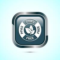 PFAS free icon design illustration, PFAS free label, badge. Proper nutrition. Gray color square button design vector