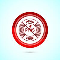 PFAS free icon design illustration, PFAS free label, badge. Proper nutrition. Red color button design vector
