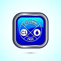 Chlorine free icon design illustration, Chlorine free label, badge, sign, symbol, Blue color square button design vector