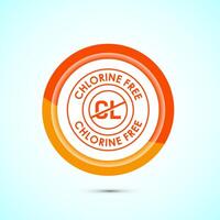 Chlorine free icon design illustration, Chlorine free label, badge, sign, symbol, Orange color button design vector