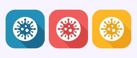 Virus, bacteria icon illustration. Microbe bacteria sign. Virus icon in shadow button design vector