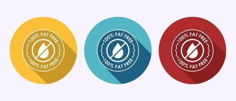Fat free icon design. Zero fat circle badge label in shadow button design vector