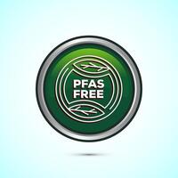 PFAS free icon design illustration, PFAS free label, badge. Proper nutrition. Green color round button design vector