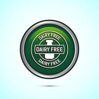 Dairy free icon design illustration, Dairy free badge label, Healthy food concept, Green color round button design vector