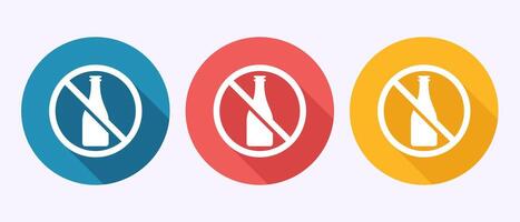 Alcohol free icon design, No alcohol sign in shadow button design vector