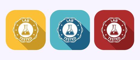 Lab tested icon illustration. Laboratory testing product quality certificate symbol in shadow button design vector