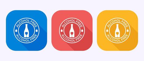 Alcohol free icon illustration, No alcohol sign in shadow button design vector