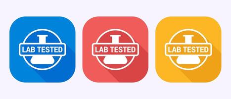 Lab tested icon design. Laboratory testing product quality certificate sign in shadow button design vector