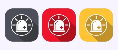 Emergency siren icon, Ambulance emergency siren sign in shadow button vector