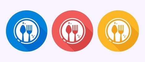 Eating icon button design illustration. restaurant icon in shadow button design vector