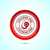 Chlorine free icon design illustration, Chlorine free label, badge, sign, symbol, Red color button design vector