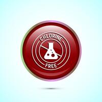 Chlorine free icon design illustration, Chlorine free label, badge, sign, symbol, Red color round button design vector