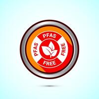 PFAS free icon design illustration, PFAS free label, badge. Proper nutrition. Orange color shadow button design vector