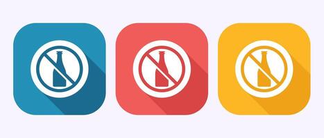 Alcohol free icon design , No alcohol symbol in shadow button design vector
