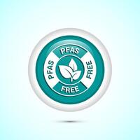 PFAS free icon design illustration, PFAS free label, badge. Proper nutrition. Teal color round button design vector