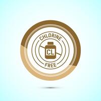 Chlorine free icon design illustration, Chlorine free label, badge, sign, symbol, Gold color button design vector