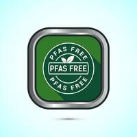 PFAS free icon design illustration, PFAS free label, badge. Proper nutrition. Green color shadow button design vector