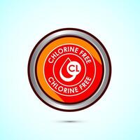 Chlorine free icon design illustration, Chlorine free label, badge, sign, symbol, Orange color shadow button design vector