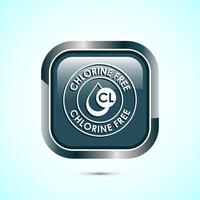 Chlorine free icon design illustration, Chlorine free label, badge, sign, symbol, Gray color square button design vector