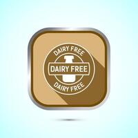 Dairy free icon design illustration, Dairy free badge label, Healthy food concept, Gold color shadow button design vector