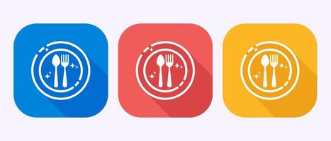 Eating icon button design. Fork, spoon, restaurant icon in shadow button design vector